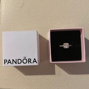 Pandora Square Sparkle Halo Ring